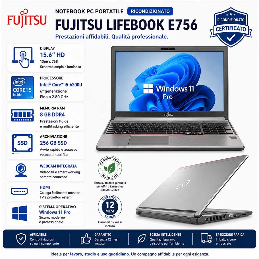 Notebook PC Portatile Ricondizionato Fujitsu LifeBook