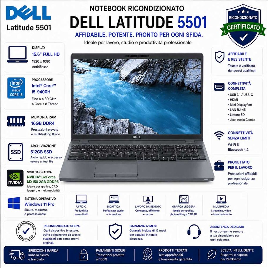 Notebook RICONDIZIONATO DELL Latitude 5501