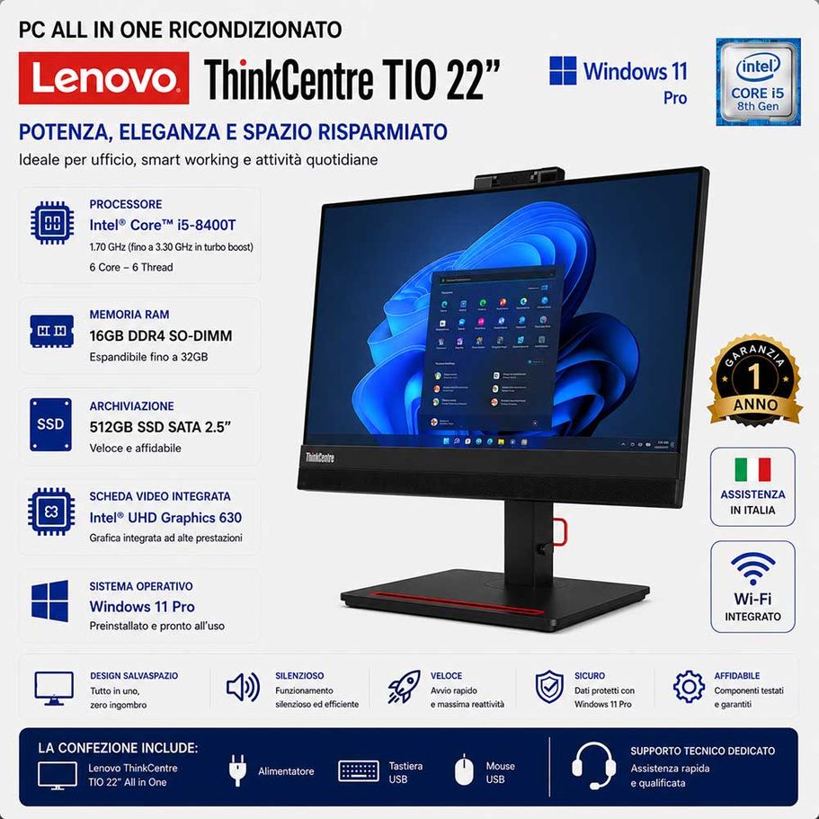 Pc All in One Ricondizionato Lenovo TIO 22"